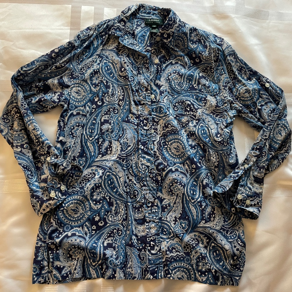 Like New, Lauren Ralph Lauren Paisley Button Down Shirt
